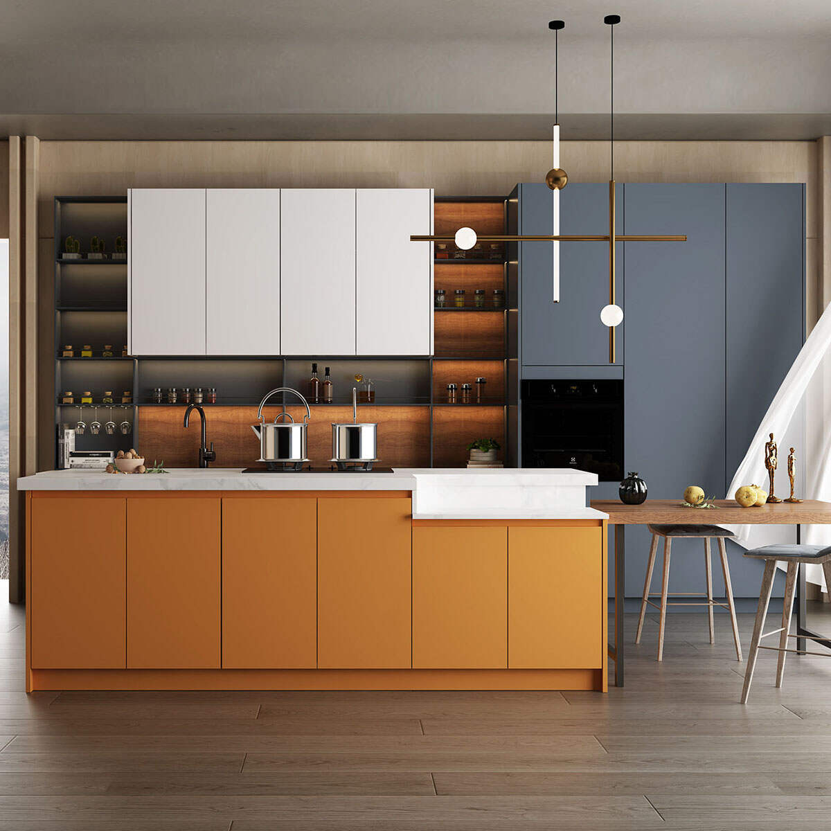 Luxury Stainless Steel Kitchen Cupboards Modern Kitch...