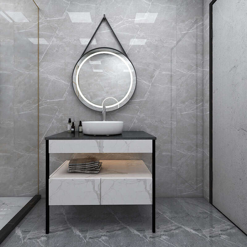 304 Stainless Steel Modern Mosaic Wall Bathroom Cabi...