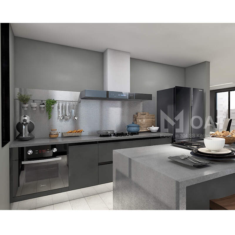 Wood-free stainless steel kitchen