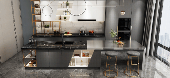 Can stainless steel cabinets be used with integrated stoves