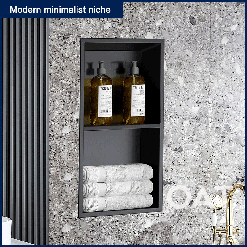Stainless steel niche embedded shower double partition bathroom metal niche fini